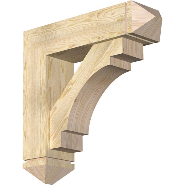 Ekena Millwork Merced Arts and Crafts Rough Sawn Bracket w/ Offset Brace, Douglas Fir, 8"W x 30"D x 30"H BKT0806X30X30MRC03RDF - main
